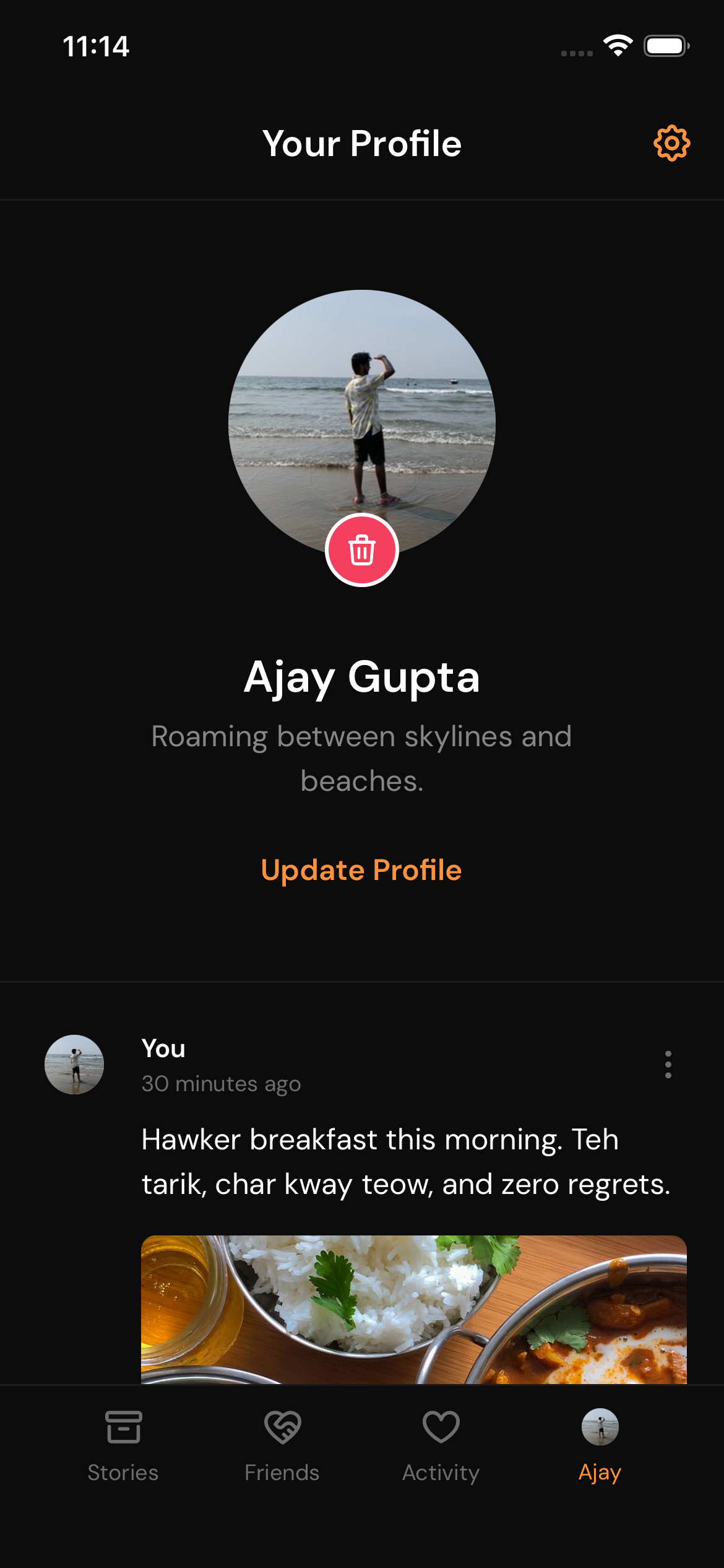 Profile screen